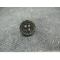 Bouton résine noir cercle métal argent antique 15mm