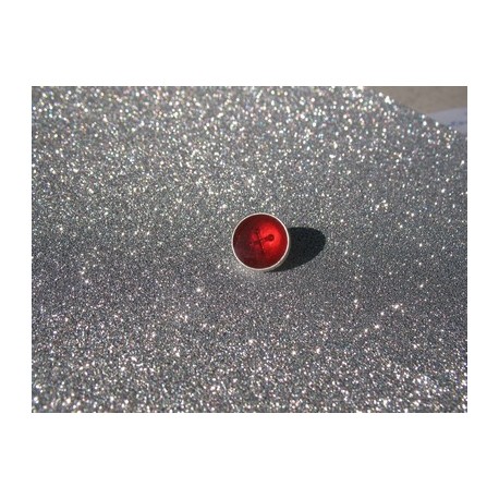 Bouton + rouge base argent émaillé verni 10mm