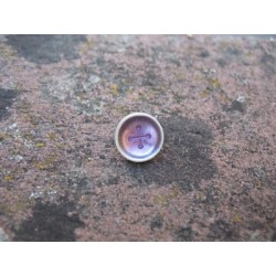 Bouton + violet base argent émaillé verni 10mm