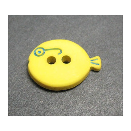 Bouton poisson jaune 15mm