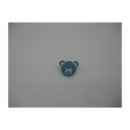 Bouton tête ours bleu pétrole 12mm