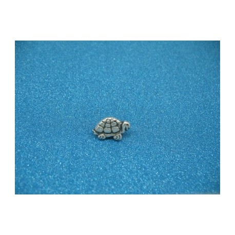 Bouton tortue métallisée vieil argent 17mm