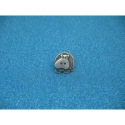 Bouton hippopotame métallisé vieil argent 16mm