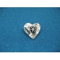 Bouton coeur métal effet cousu vieil argent 23mm