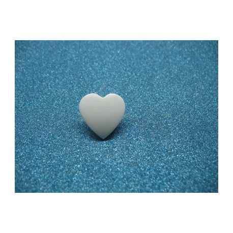 Bouton coeur blanc brillant 16mm