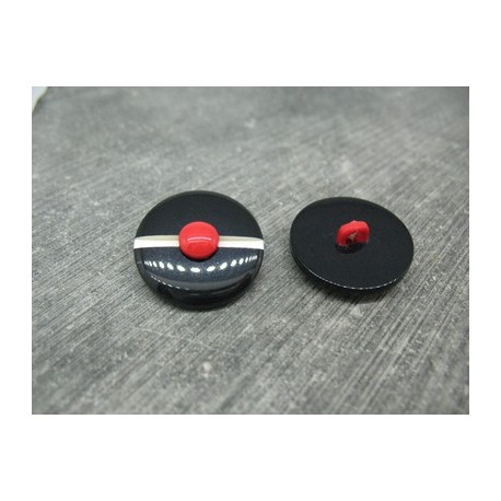 Bouton bonnet de marin marine pompon rouge 22mm