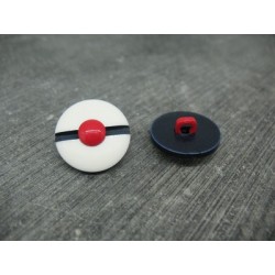 Bouton bonnet de marin blanc pompon rouge 18mm