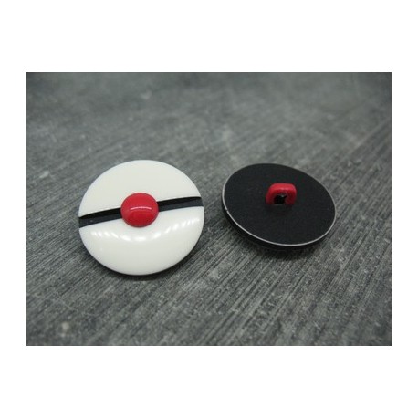 Bouton bonnet de marin blanc pompon rouge 22mm