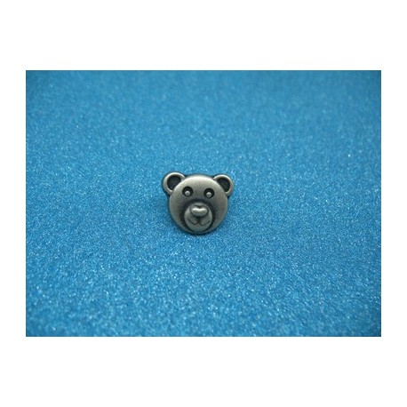 Bouton tête ours métallisé vieil argent 16mm