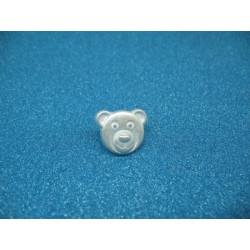 Bouton tête ours métallisé argent 16mm