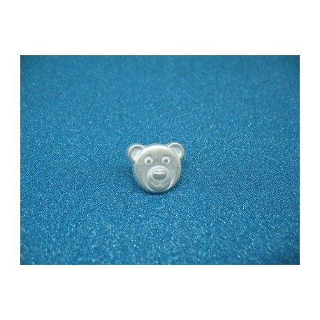 Bouton tête ours métallisé argent 16mm