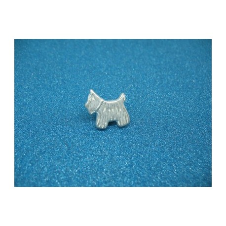Bouton chien york-westies argent 19mm