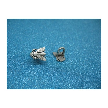 Bouton mouche métal vieil argent 11mm