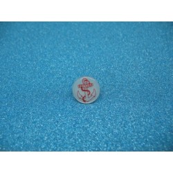 Bouton ancre rouge sur imitation nacre 12mm