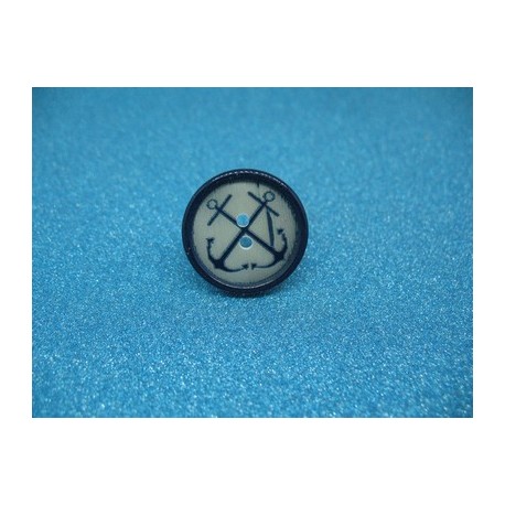 Bouton 2 ancres bleu roi 22mm