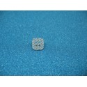 Bouton carré pailleté gris argent inclusion toile 12mm
