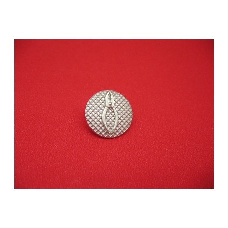 Bouton pince plate métallisé argent 18mm