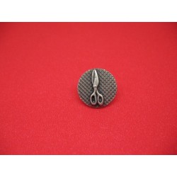 Bouton ciseaux métallisé vieil argent 18mm