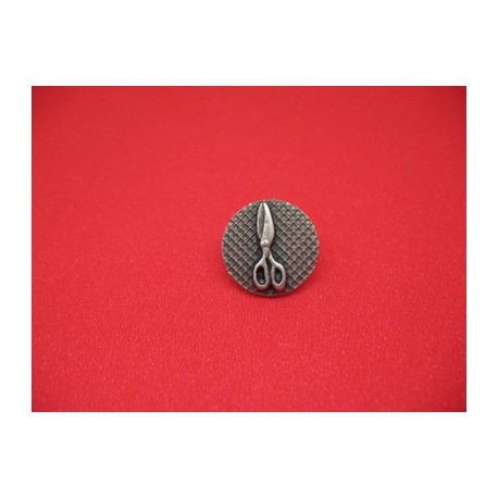 Bouton ciseaux métallisé vieil argent 18mm