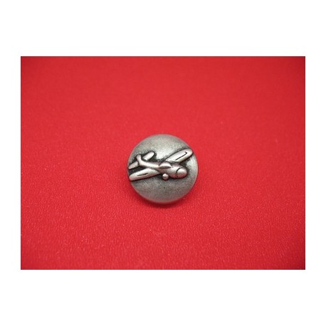 Bouton avion métallisé vieil argent 18mm