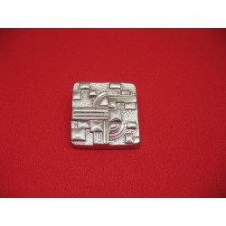 Bouton carré métallisé argent 38mm