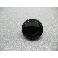 Bouton cuir noir brillant 35mm