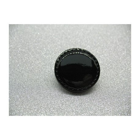 Bouton cuir noir brillant 35mm