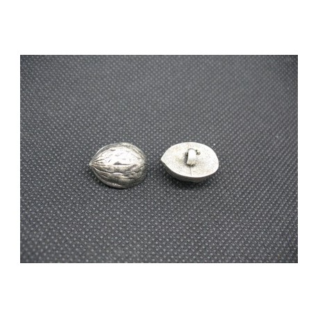 Bouton noix vieil argent métallisé 17mm