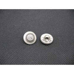 Bouton semi martelé métal vieil argent 16mm