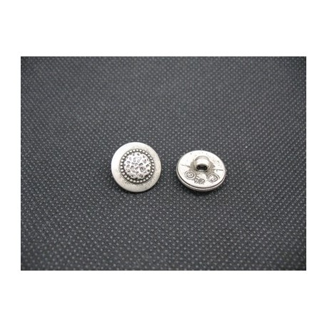 Bouton semi martelé métal vieil argent 16mm