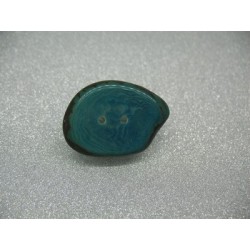 Bouton corozo forme écorce turquoise 36mm
