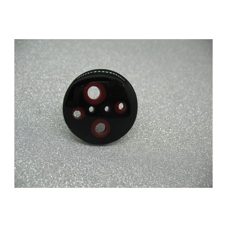 Bouton seventies noir rouge 32mm