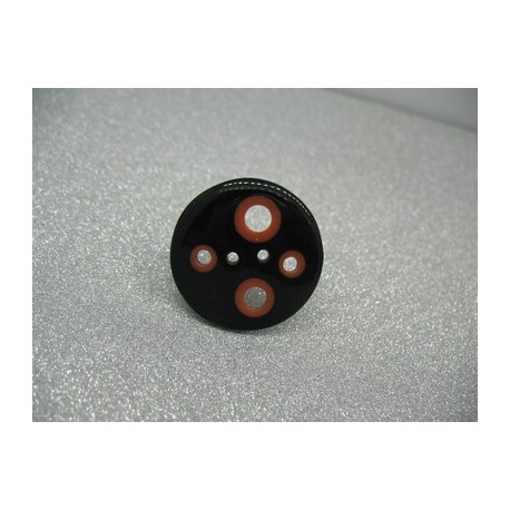 Bouton seventies noir orange 32mm