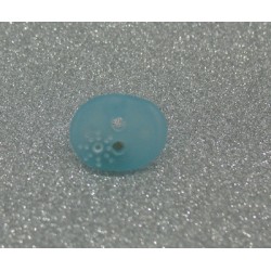 Bouton ovale soleil semi translucide turquoise 12mm