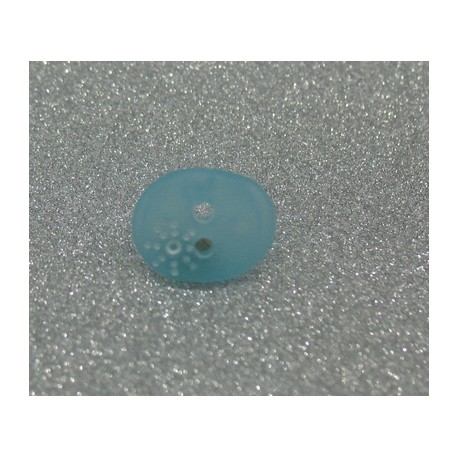 Bouton ovale soleil semi translucide turquoise 12mm