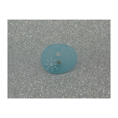 Bouton ovale soleil semi translucide turquoise 15mm