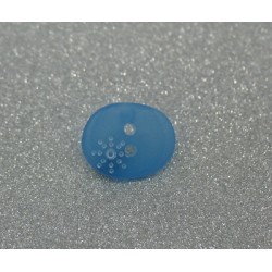 Bouton ovale soleil semi translucide bleu 15mm