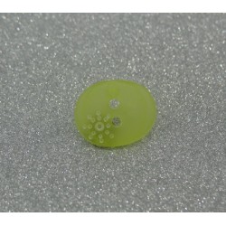 Bouton ovale soleil semi translucide vert anis 15mm