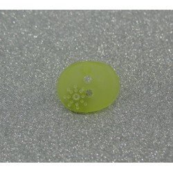Bouton ovale soleil semi translucide vert anis 15mm
