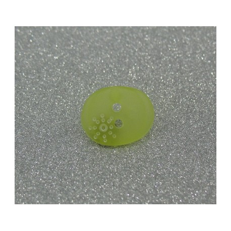 Bouton ovale soleil semi translucide vert anis 15mm