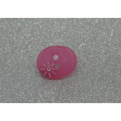 Bouton ovale soleil semi translucide fuschia 15mm