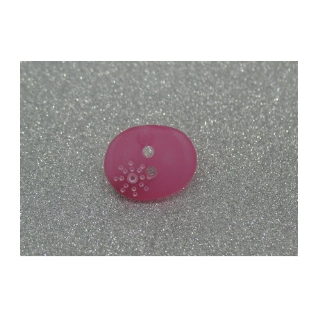 Bouton ovale soleil semi translucide fuschia 15mm