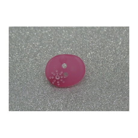 Bouton ovale soleil semi translucide fuschia 15mm