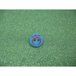 Bouton empreinte patte turquoise 12mm