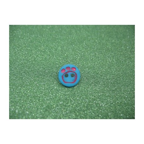 Bouton empreinte patte turquoise 12mm