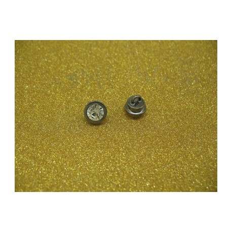 Bouton base métal canon de fusil et strass cristal 8.5mm