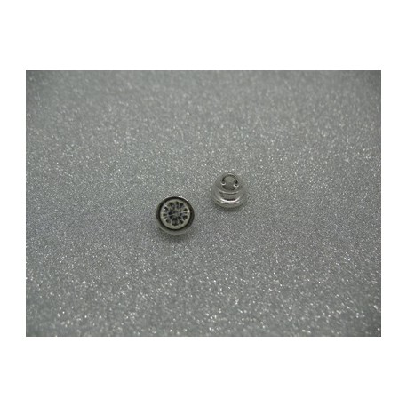 Bouton base métal argent et strass cristal 8.5mm