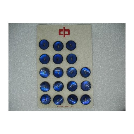 Plaque N°57B 18 boutons nacre trocas bleu 22mm