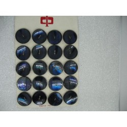 Plaque N°66 20 boutons nacre trocas bleu acier 27mm