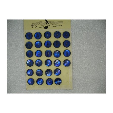 Plaque N°69 28 boutons nacre trocas bleu 18mm